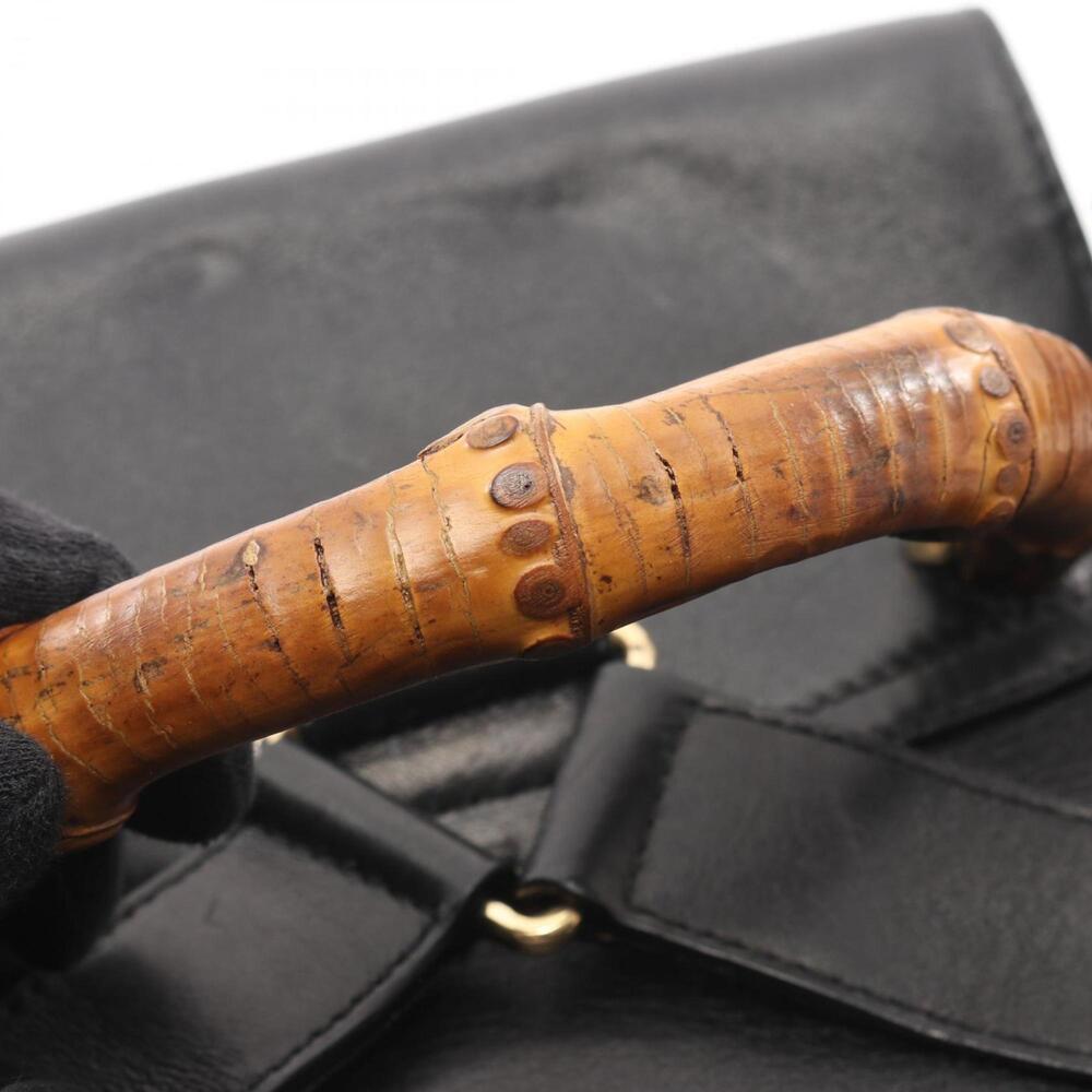 GUCCI Black Leather Bamboo Backpack - Picture 7 of 12